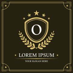 Luxury logo template, Initial letter type O, vector illustration