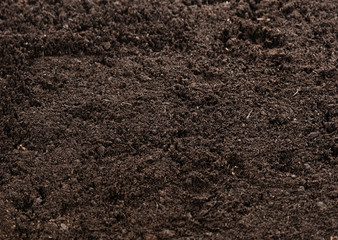 Top view of seamless dark soil texture background