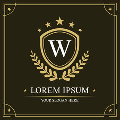 Luxury logo template, Initial letter type W, vector illustration