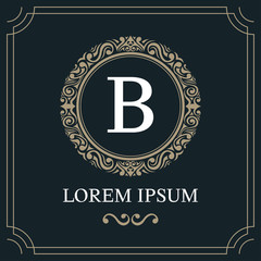 Fototapeta premium Luxury logo template, Initial letter type B on blue background, vector illustration