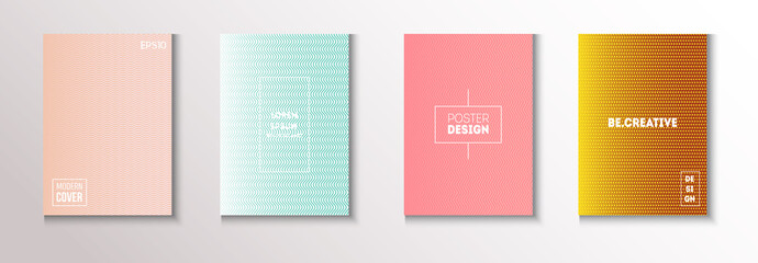 Wavy Minimal Cover Vector Set. 80s Neon Music Poster. Textured 