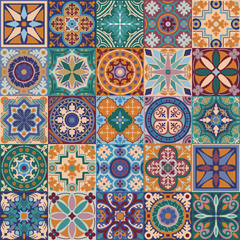 Vector ceramic portuguese tiles seamless pattern background