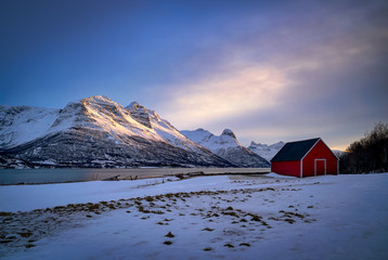 Lyngen fjord and mountain in Northern Norway