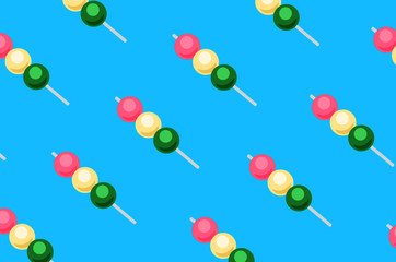 Three colored dango pattern on a blue background