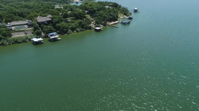 Aerial view of houses on Eagle Mountain Lake