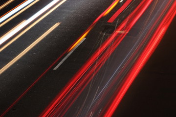 Lines of the light of the cars pasing in the night © AndresAnibal