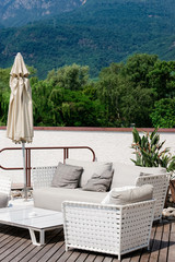 Luxury street restaurant on Caldaro Lake in Italy