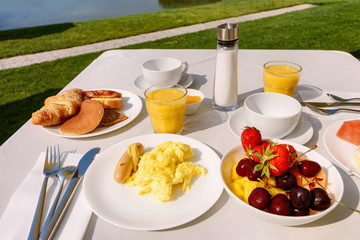 Tasty traditional Italian Breakfast or brunch in street cafe