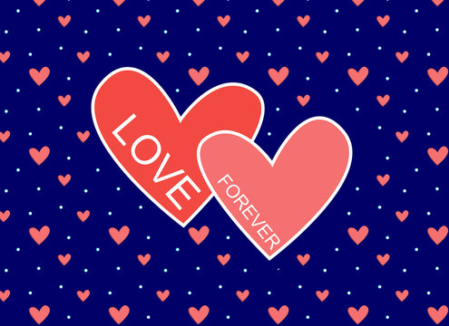 Fototapeta Blank for decor  background with hearts and inscriptions