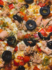 tuna pizza isolated top view