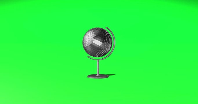 Disco mirror ball globe rotating planet loop green screen animation
