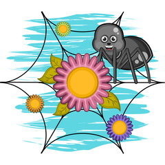 Cartoon of a cute happy spider