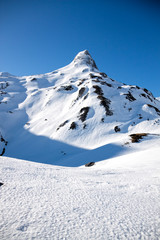 Peak covered of snow in Pyrenees in France