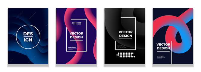 set of trendy abstract covers with liquid gradient shapes for the background, futuristic design posters