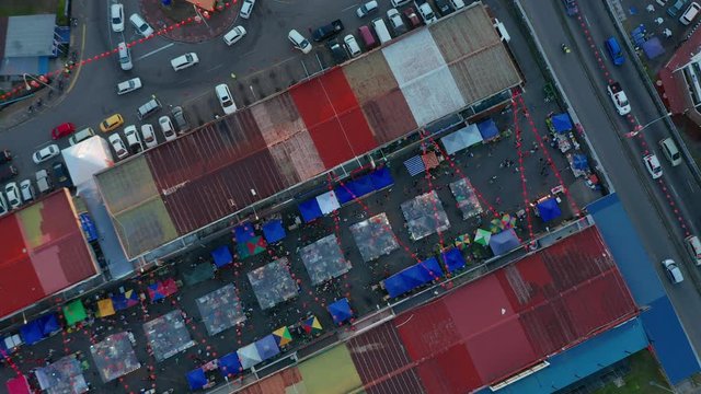 Aerial footage of local lifestyle during golden hour sunset in Foh Sang Kota Kinabalu, Sabah, Malaysia