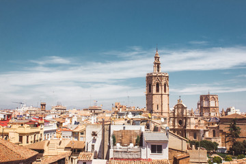 Stock photo of a panoramic view of Micalet Tower of the Valencia Cathedral