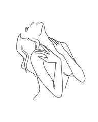 Continuous line drawing of young girl. 