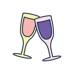 Isolated champagne cups line fill style icon vector design