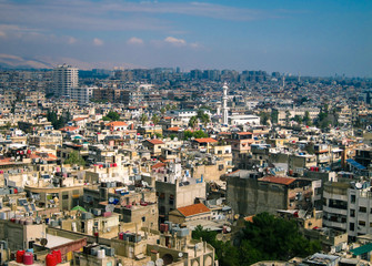 wide shot of the buildings in Damascus, Syria