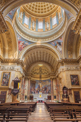 Fototapeta na wymiar TURIN, ITALY - MARCH 16, 2017: The nave of church Chiesa di San Massimo Paolo Emilio Volgari (19. cent.).