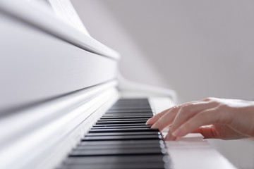 Stylish photo, female hands play the piano