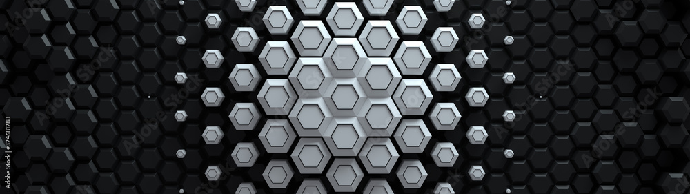 Poster abstract bright creative wide background. modern clean minimalistic design. hexagonal geometric stru