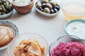variety of fermented probiotic foods for gut health