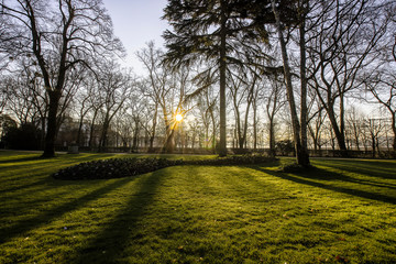 Sunrise over Blossac park in Poitiers 