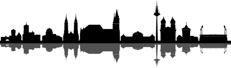 Obraz premium Nürnberg City Skyline Cityscape Outline Silhouette Vector
