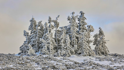 Beautiful winter landscape in Ciucas mountains, Ciucas peak, Romania