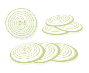 Sliced onion isolated on white background. Rings of onion. Vector Illustration.