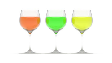 3d rendering of wineglass different color wine for gourmets