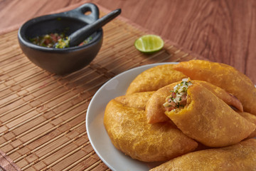 empanadas colombianas con aji picante Colombian food 