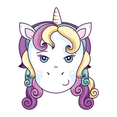 head of cute unicorn fantasy vector illustration design