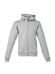 hooded sweater with zipper in gray color isolated on white background