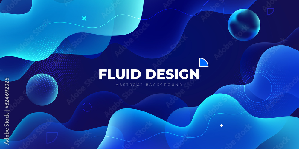 Wall mural liquid color background design. blue fluid gradient shapes composition. futuristic design posters. e