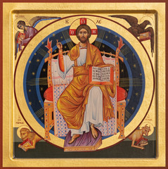 RAVENNA, ITALY - JANUARY 28, 2020: The icon of Jesus Christ the Pantokrator from the chruch Chiesa...