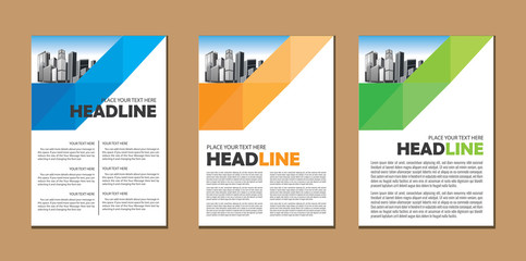 Business abstract vector template. Brochure design, cover modern layout, annual report, poster, flyer in A4 with colorful triangles, geometric shapes for tech, science, market with light background