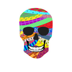 Colorful skull abstract pattern zentangle stylized. Geometric stripes. Vector modern icon illustration. Zen art concept.