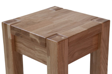 Oak stool seat, top view. Kitchen chairs made of wood.