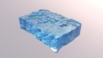 3d liquid illustration background - wavy water surface