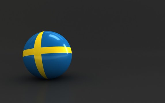 sweden flagl. 3d ball flag of countries. country flag background. country flag rendering ball with dark. 