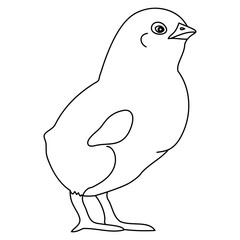 Vector illustration of a proud chicken preparing for Easter. Outline on an isolated background. Coloring book for children and adults. Doodle style. Idea for a book, magazine, or web design. 