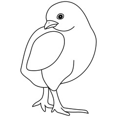 Vector illustration-cute chicken posing. Outline on an isolated background. Coloring book for children and adults. Idea for a book, magazine, or web design. A colourless picture for Easter. Doodle.