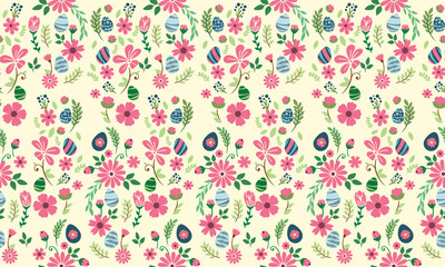 Easter Banner, with modern leaf and floral pattern background design.