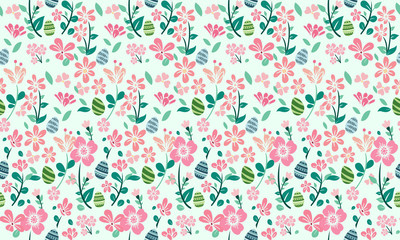 Easter Banner, with modern leaf and floral pattern background design.