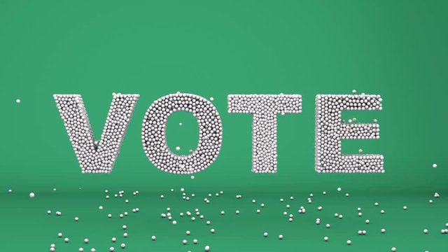 Vote. Presidential great for social media campaign ad. Tex concept particles balls 3d render