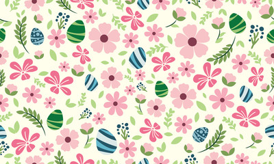 Fototapeta na wymiar Vintage Easter egg design, with leaf and floral pattern background design.