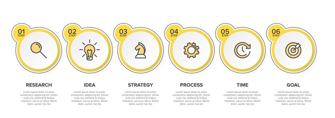 Concept of arrow business model with 6 successive isometric steps. Six colorful graphic elements. Timeline design for brochure, presentation. Infographic design layout