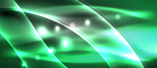 Abstract background. Shiny design neon waves with light effects, techno trendy design. Vector Illustration For Wallpaper, Banner, Background, Card, Book Illustration, landing page
